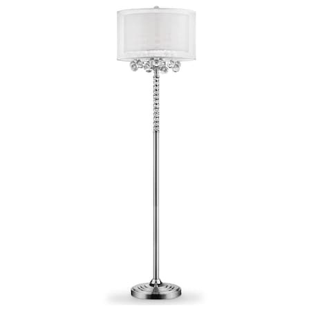 Estallar Chic Silver Floor Lamp with Crystal Accents & Silver Shade ES3106441